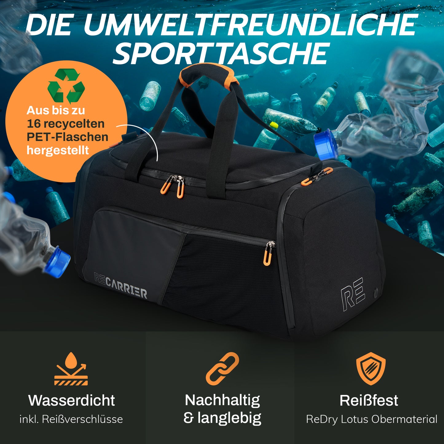 RECARRIER Gym Bag aus recycelten PET-Flaschen