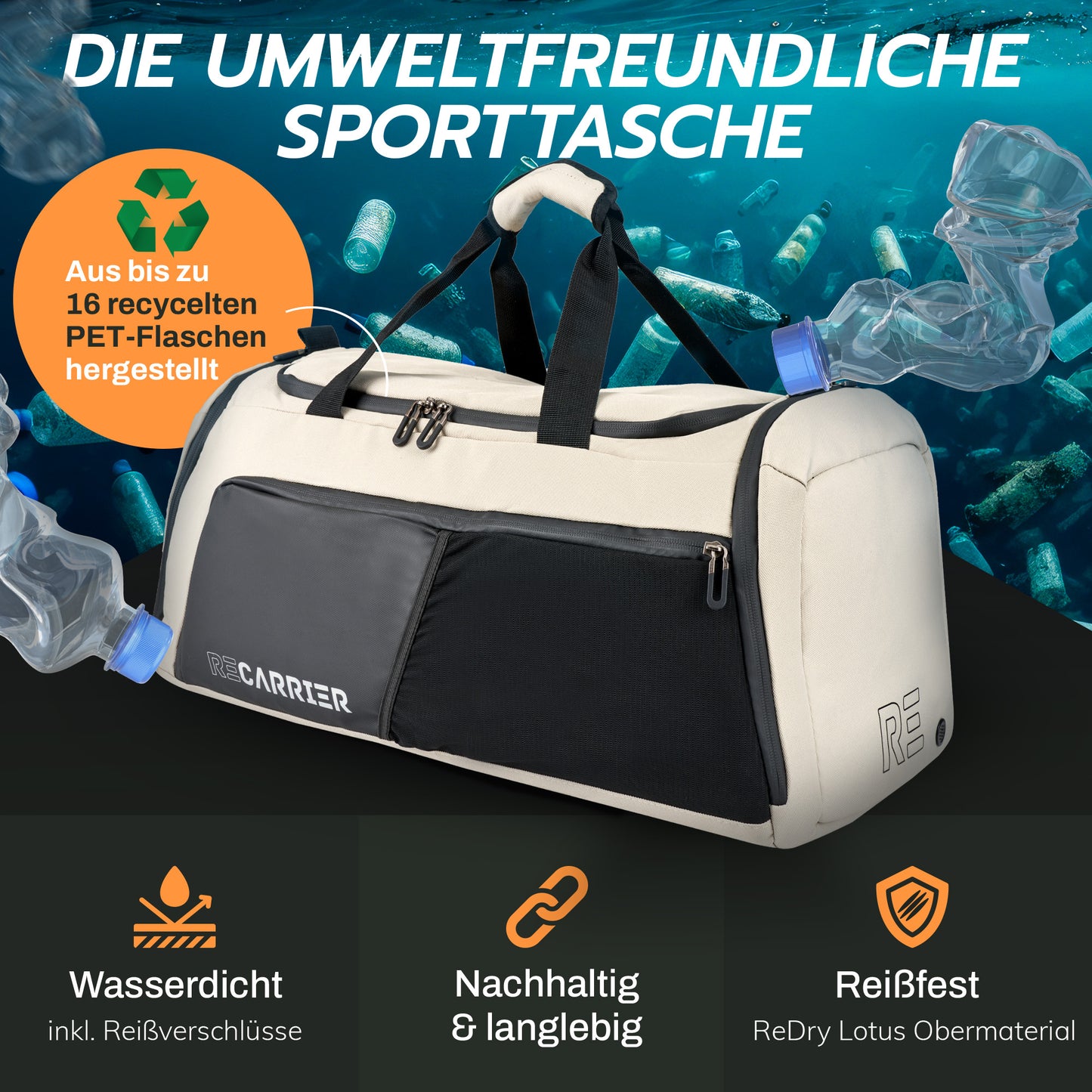 RECARRIER Gym Bag aus recycelten PET-Flaschen
