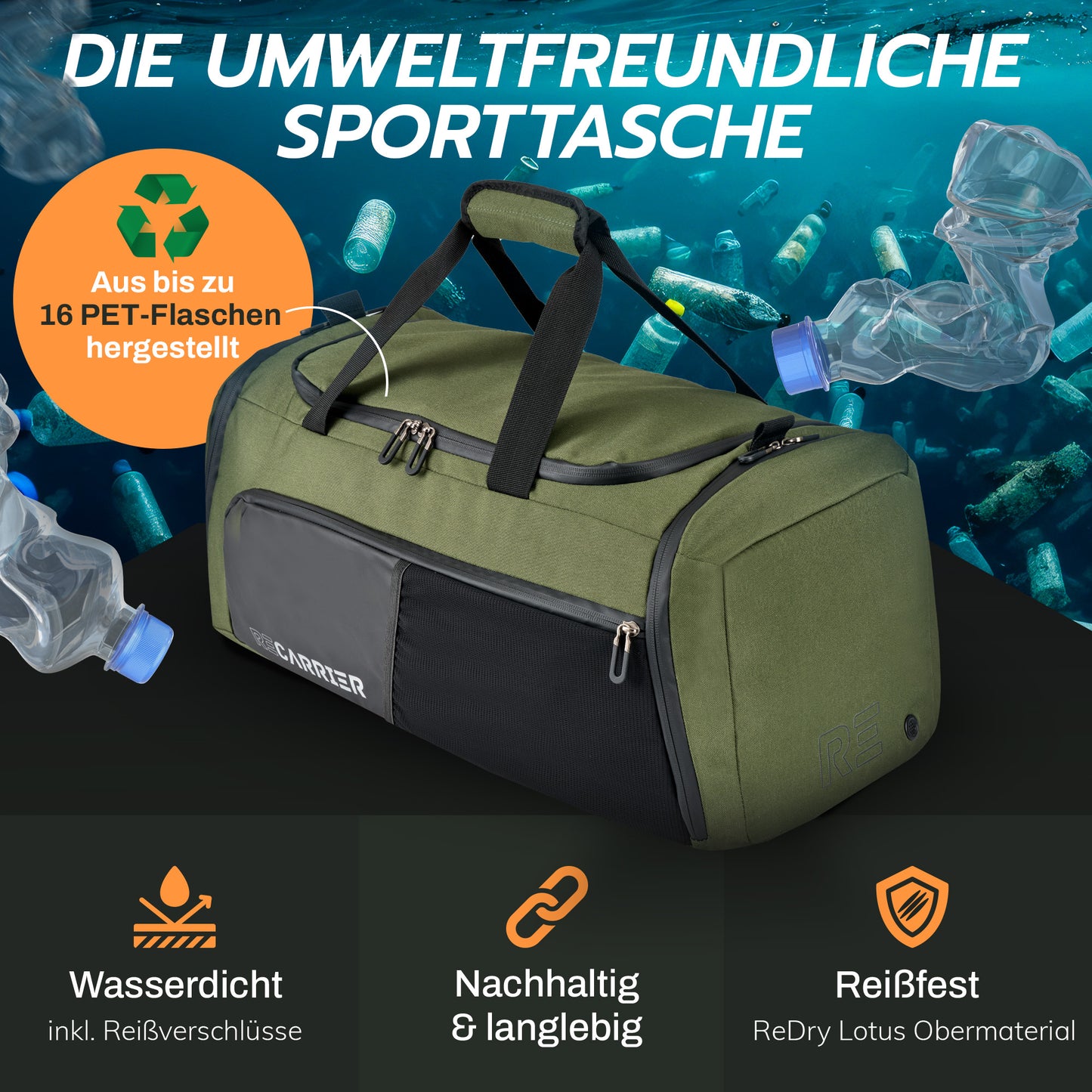 RECARRIER Gym Bag aus recycelten PET-Flaschen