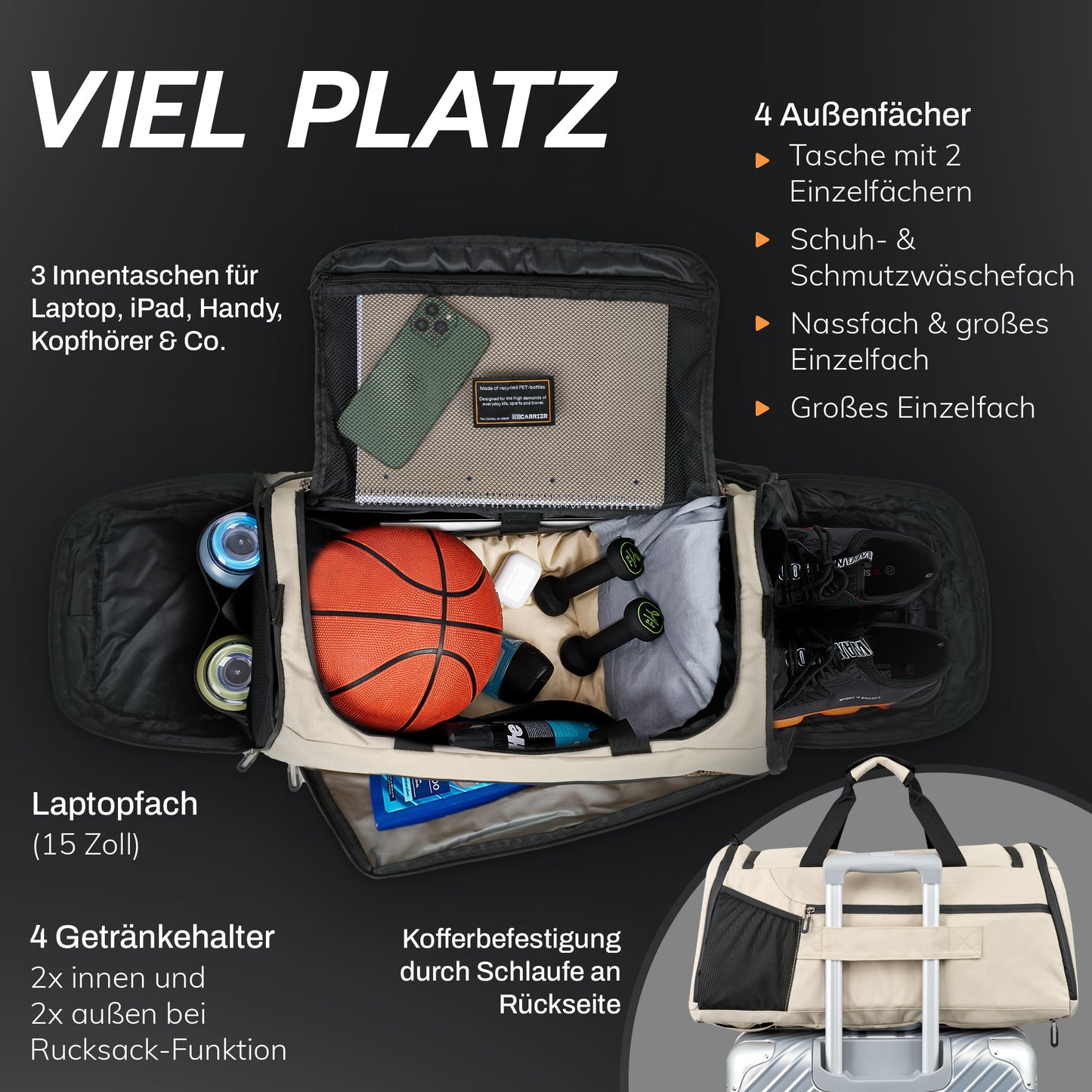 RECARRIER Gym Bag aus recycelten PET-Flaschen