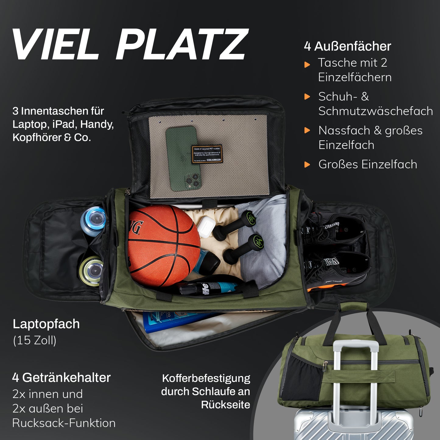 RECARRIER Gym Bag aus recycelten PET-Flaschen