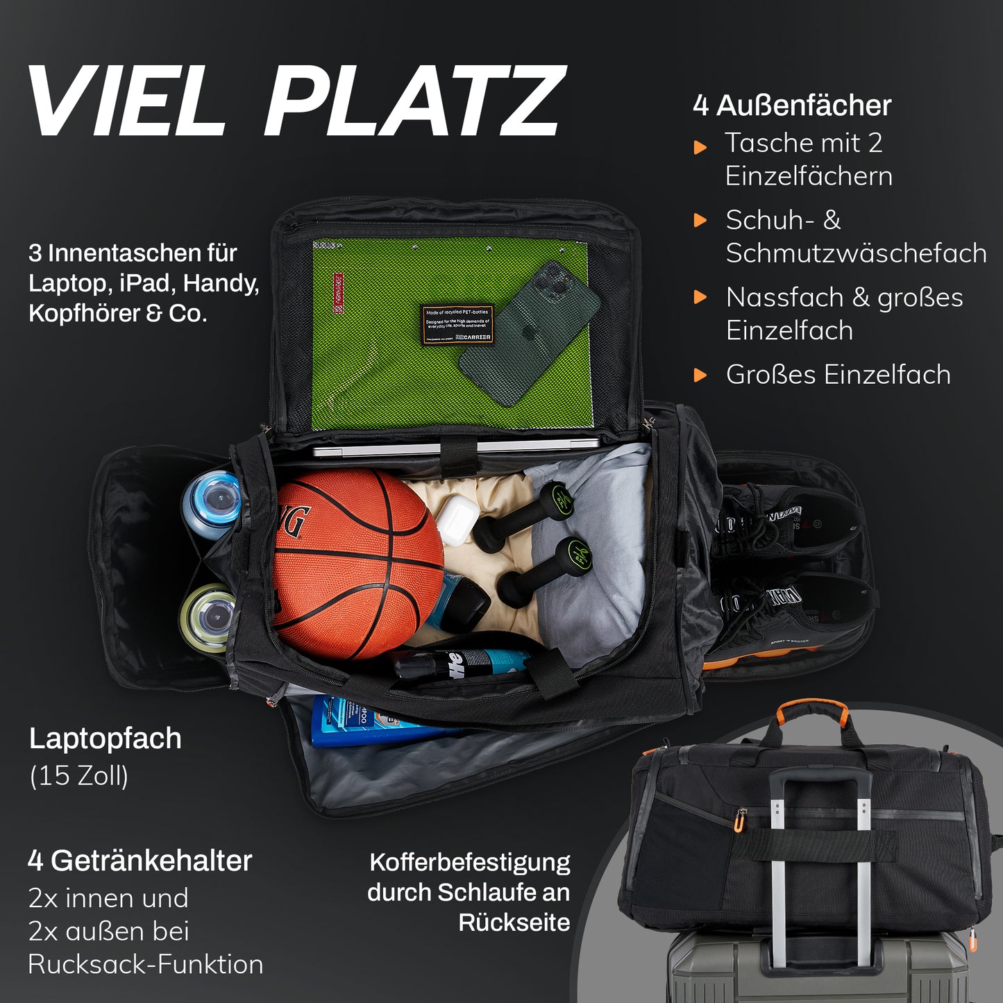 RECARRIER Gym Bag aus recycelten PET-Flaschen