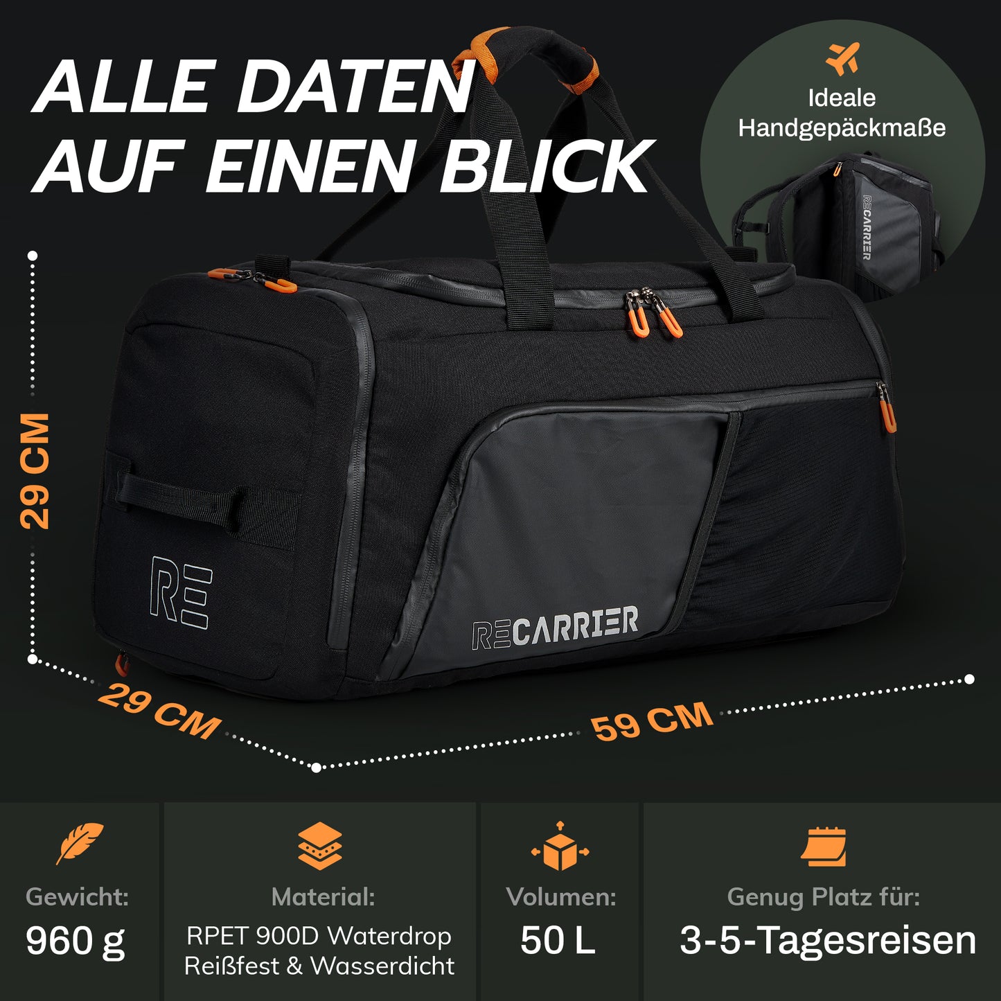 RECARRIER Gym Bag aus recycelten PET-Flaschen