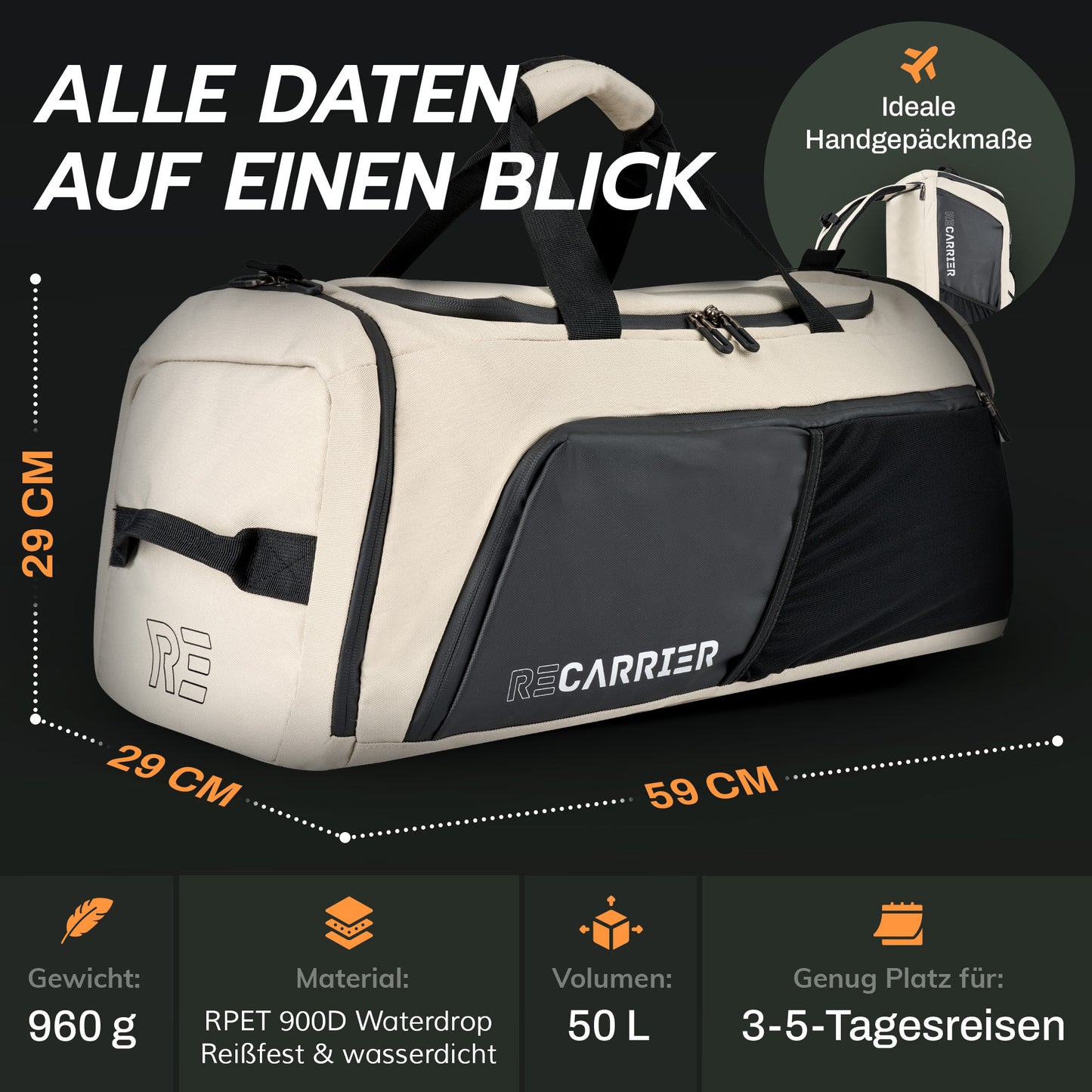 RECARRIER Gym Bag aus recycelten PET-Flaschen