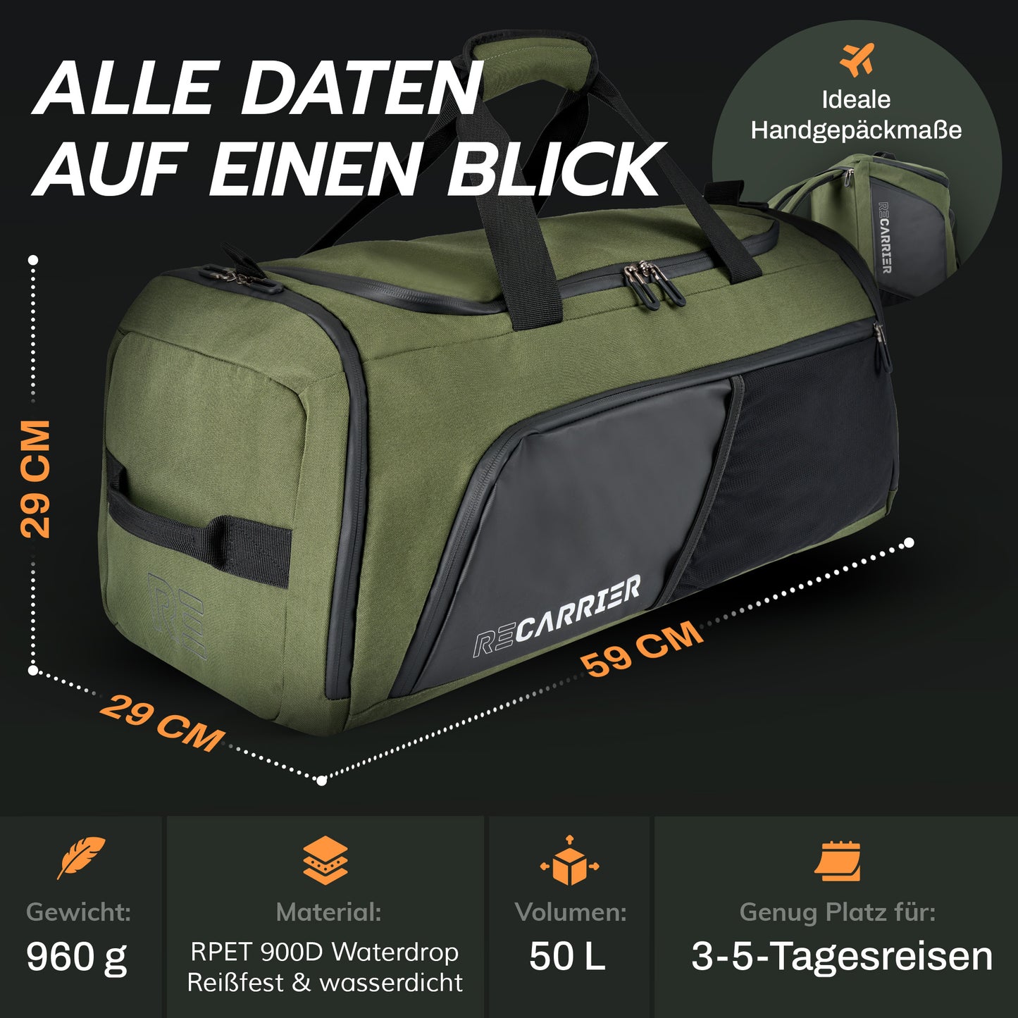 RECARRIER Gym Bag aus recycelten PET-Flaschen